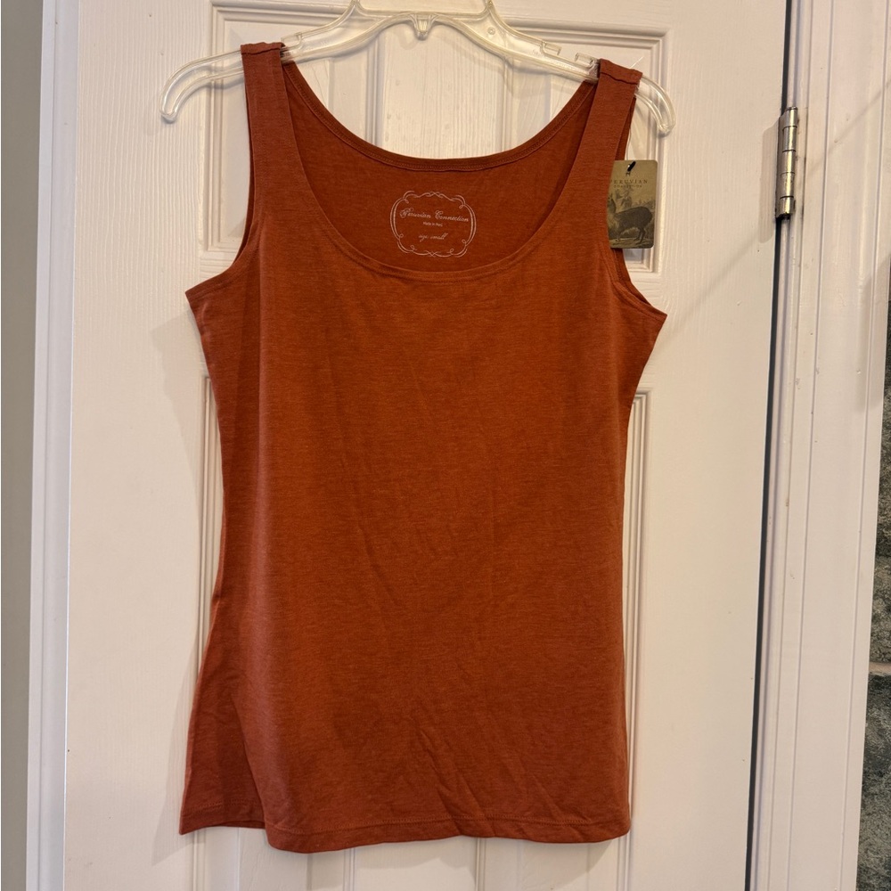 NWT Peruvian Connection Fitted Orange Sleeveless Tank Top
